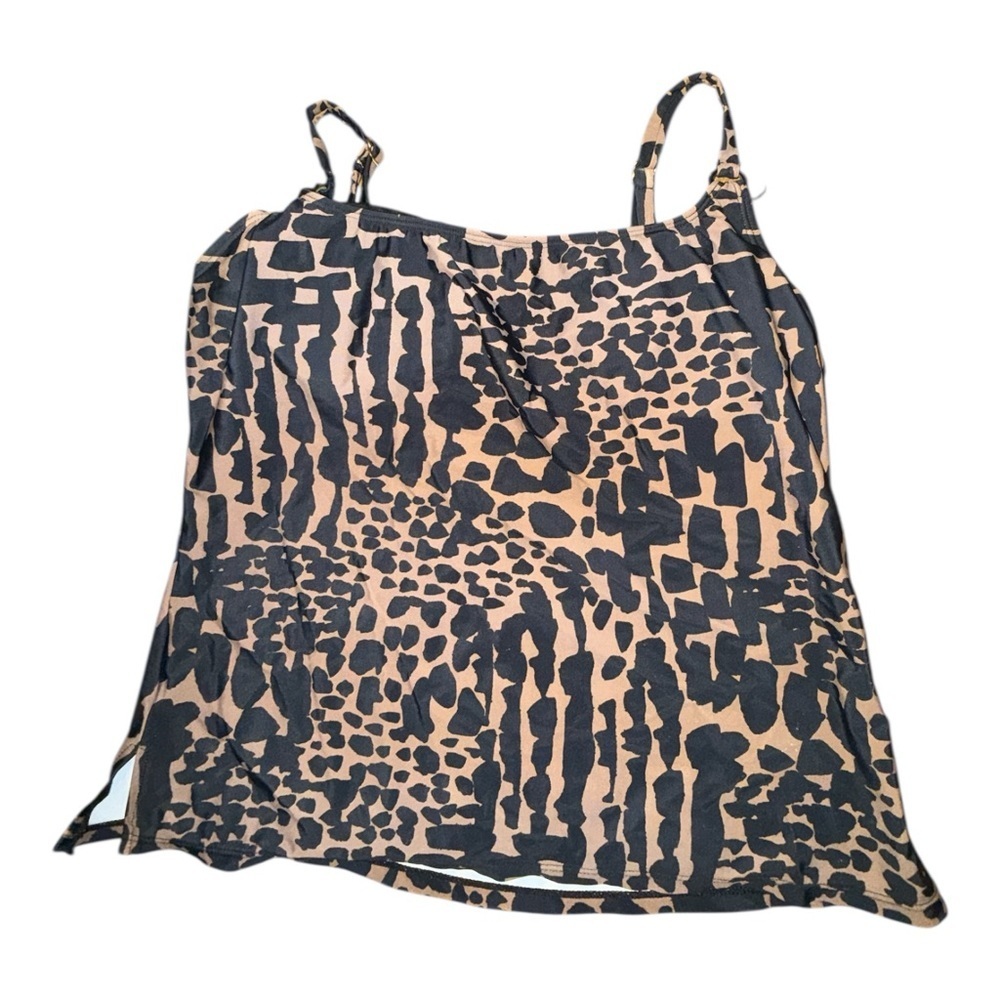Island Escape Black and Tan Patterned Bikini Top
